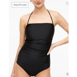 NWOT J. Crew Strapless One-Piece Swimsuit Ruched Strapless/ Straps Black *Flaw